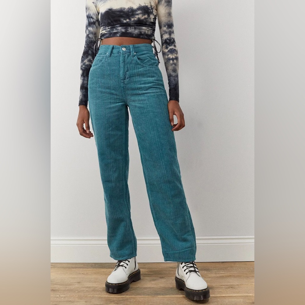 NWT Urban Outfitters BDG High Rise Teal Corduroy Pants